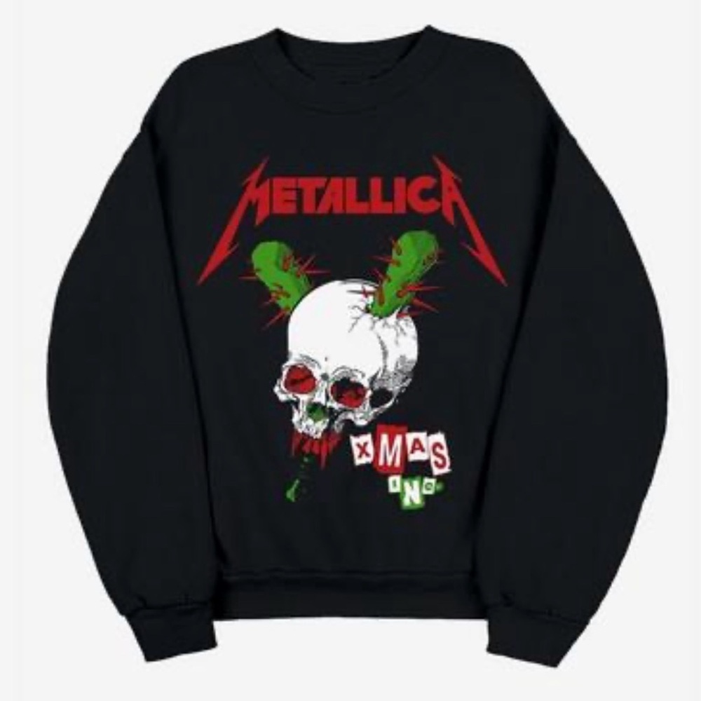 Metallica Xmas Inc. Crewneck Sweatshirt NWT LARGE in black